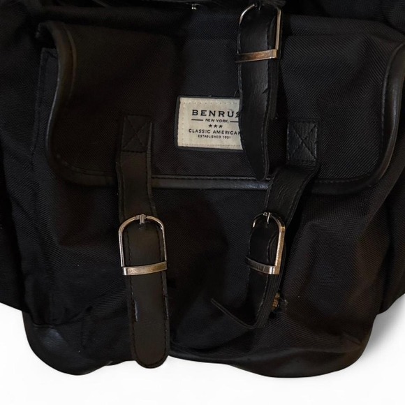 Benrus Black Backpack Punk Grunge Utility Buckle Straps Distressed - Picture 2 of 6